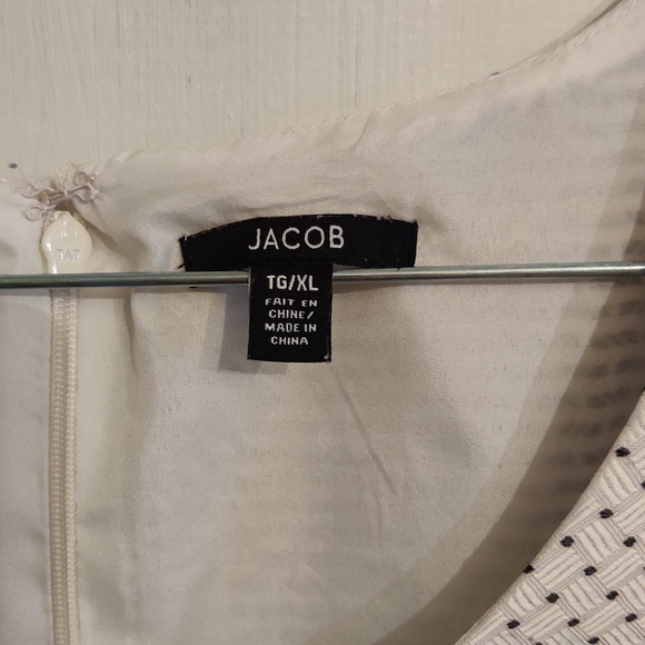 Vintage Jacob XL White Polka Dot Dress - Picture 4 of 5
